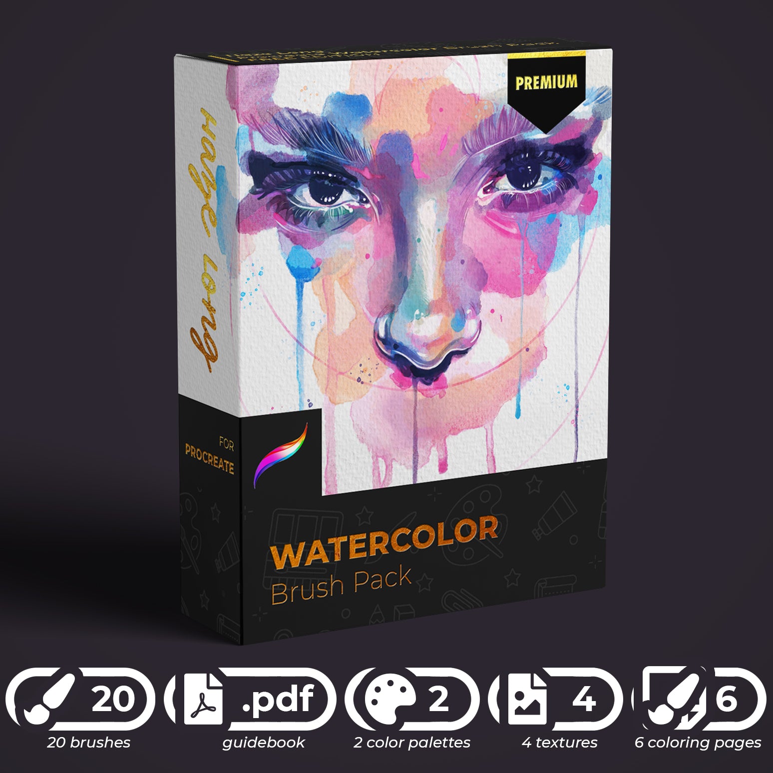 Haze Long Procreate Watercolor Brush Pack - Haze Long Fine Art and Resources Store